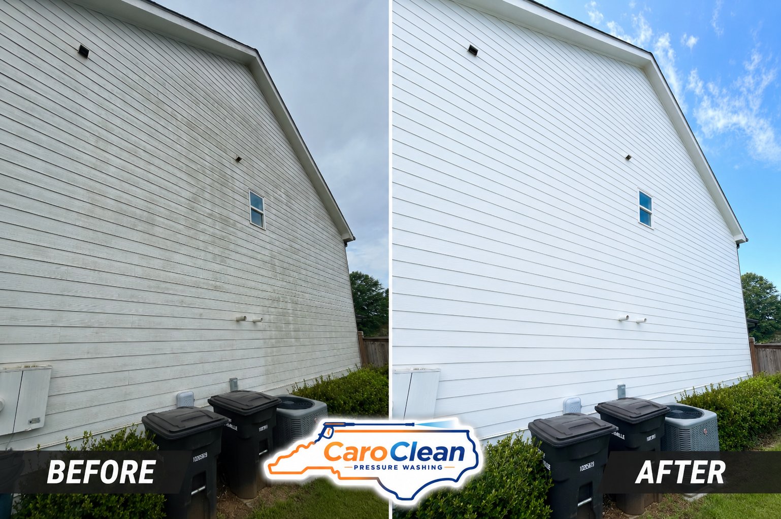 Before and after house washing in Lake Norman, NC