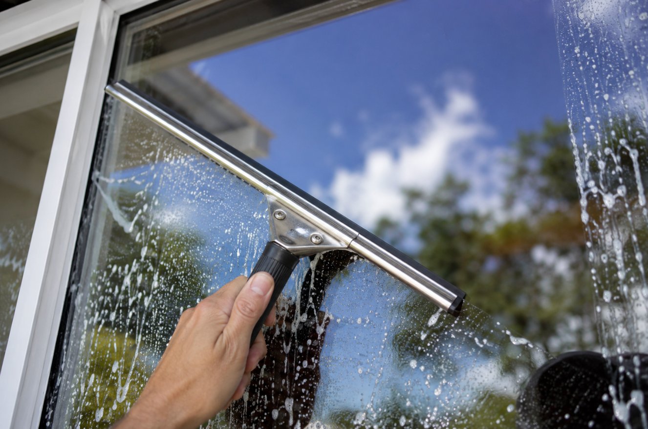 Window squeegee cleaning detail